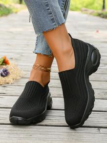 Baskets en maille de couleur unie pour femmes, baskets de sport confortables à lacets rehaussants, respirantes et décontractées, chaussures basses confortables