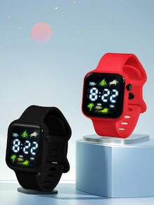 2 件/1 件全新 LED 显示屏数字电子手表自行车游泳骑马椰子树 8 字形扣表带简约时尚度假风格情侣手表情人节节日礼物生日礼物万圣节、圣诞节、情人节、母亲节、节日礼物的最佳选择