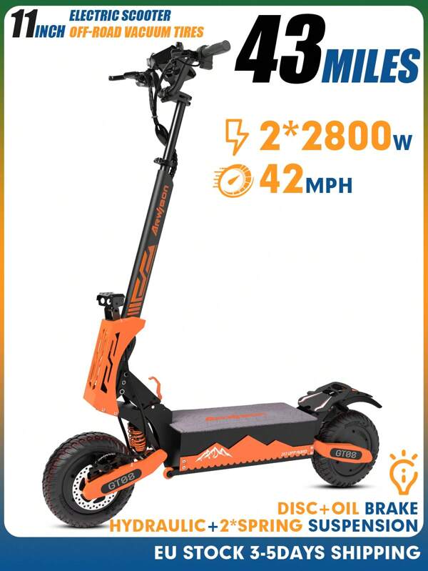 Mankeel 5600W Dual-Motor Elektroroller mit 75 km/h (46 mph) Höchstgeschwindigkeit | 60V27AH Akku & 75 km (46 Meilen) Reichweite | 11" Offroad-Vakuumreifen, 3-Gang-Schaltung (25/35/68 km/h) | Faltbar, 150 kg Traglast, Hydraulikbremsen & LED-Beleuchtung | Inkl. Ladegerät, Werkzeugset & Zubehör