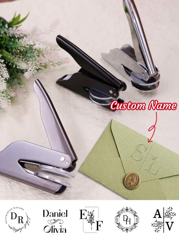 Pince à estamper personnalisée avec nom, emporte-pièce de mariage personnalisé, emporte-pièce personnalisé, machine d'estampage de lettres en acier inoxydable personnalisable, cadeaux de mariage personnalisables, cadeaux d'anniversaire, enveloppes, invitations, serviettes, anniversaire, fête, Saint-Valentin, mariée et marié, demoiselle d'honneur, amis, collègues, père, mère, multifonctionnel, cadeaux idéaux pour lui, pour les anniversaires, pour la Saint-Valentin, pour la fête des mères, pour les anniversaires, pour la fête des pères, pour la remise des diplômes, pour les mariages, pour le pendaison de crémaillère, impression graphique