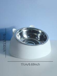 1pc Detachable Inclined Neck Protection Stainless Steel Cat Bowl - Multicolor - View 13