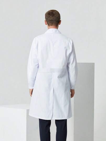 Men's Laboratory Medical Protective Coat, White Gown Suitable For Hospital, Clinic, Dental Office, Esthetician