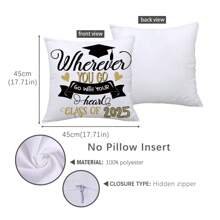 1pc Graduation Season Simple Blessing Message Printed Decorative Pillow Cover [No Pillow Insert], 17.7*17.7in(45*45cm), [Single-Sided Printing] Polyester Cushion Cover, Room Decor, Home Decor, Bedroom Decor, Room Decoration Stuff, For Sofa, Bed, Living Room, Bedroom, Car, Office, Hotel Decoration, Throw Pillow Covers For All Seasons, Perfect Gift For Family And Friends