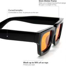 Square Men Women Fashion Thick Rectangle Glasses Shades Designer Style - A-black/Yellow - View 8