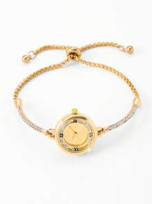 2pcs/Set Women Fashion Elegant Pearl Quartz Watch & Bracelet Set With LOVE Bracelet, Gift For Teacher's Day, Thanksgiving, Student Graduation, Birthday