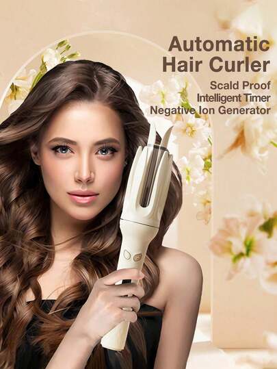 Automatic Curling Iron With Ceramic Barrel, 4 Temp Settings, Anti-Scald Design & LED Display – Easy Curls For Long Hair, Fast Heating Wand For Women