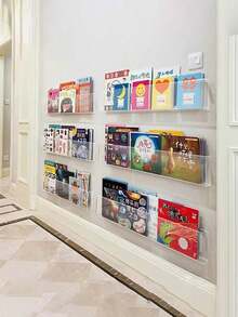 Acrylic Floating Shelves, Transparent Wall Mounted Bookshelf, No Drilling Needed, Corridor Wall Display Rack For Children's Books, Magazines, Decorations