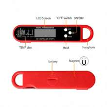 Folding Probe Digital Food Thermometer, Kitchen Smart Electronic Temperature Gauge For Cooking, Meat, BBQ, 304 Stainless Steel, Temp Range -50~300°C, Accuracy ±0.8°C, Response Time 2-3s, Uses CR2032 Battery