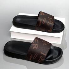 Men's Slippers, Fashionable Slippers With Special Letter Design, Soft EVA Flat Non-Slip House Slippers, Men's Summer Beach Slippers, Super Comfortable Non-Slip Men's Casual Slippers, Very Suitable For Daily Wear
