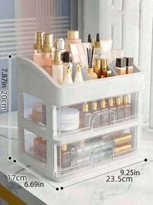 1pc Makeup Organizer Storage Box, Large Capacity Portable Travel Makeup Case, Waterproof Dustproof Jewelry Box, Multi-Layer Display Rack For Lipstick, Nail Polish, Stationery, Suitable For Living Room, Bedroom, Bathroom, Dorm, Desk
