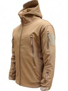 Military Soft Shell Tactical Jacket, Men's Waterproof Windproof Jackets, Men's Army Combat Hooded Coats - Khaki - View 9