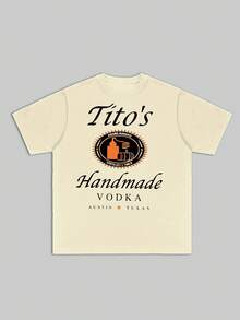 Men's Spirits - Branded Tito's Handmade Vodka T - Shirt, 100% Cotton, 220g - Apricot - View 3