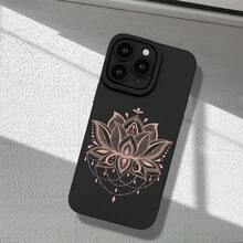 Funda de teléfono creativa personalizada, elegante y minimalista, con un patrón de loto simple, color negro clásico, protección resistente a golpes y caídas, resistente a las manchas y duradera, textura esmerilada avanzada, protección completa contra huellas dactilares, protección completa para la lente, anti caída y anti niebla, adecuada para  17.17 Pro...17 Pro Max...17 Agua. 16.16 Pro...16 Pro Máx.16 más.. 15.15 Pro Max...15 Pro...15 más.. 14.14 Pro...14 más..14 Pro Max... 13.13 Pro...13 Pro Max...12.12 Pro...12 Pro Max...11.11 Pro...11 Pro Máx.XR.X.XS.XS máx.Se.MiNi, la funda del teléfono ofrece protección completa. - Negro 1434 - Ver 2