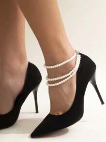 1 pièce Multirang perle Bracelet de cheville pour femmes, accessoire de chaussure mode minimaliste pour le travail, les sorties, les fêtes