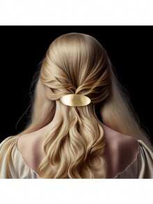 1 件椭圆形发夹复古金属大号发夹金色法式婚礼舞会正式发饰女士女孩长而粗的头发爪夹发夹