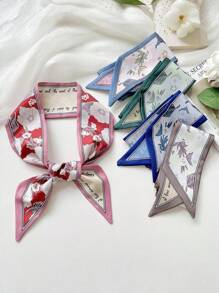 5pcs Floral Print Silk Scarf Headband For Women, Casual Elegant Multipurpose Daily/Date Gift Hair Band Turban Headband Sweatband