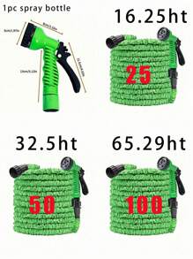 1 Piece / 7.6 Meters - 1 Hose + 1 Nozzle / 15.2 Meters - 1 Hose + 1 Nozzle / 30.5 Meters - 1 Hose + 1 Nozzle, Green Garden Hose Gun, Flexible High Pressure Sprayer For Car Washing, Suitable For Garden, Retractable Multifunctional Water Gun