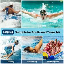 2pcs Reusable Silicone Swimming Ear Plugs, Comfortable Soft Triple-Layer Shark Fin Design, Suitable For Swimming, Surfing, Snorkeling, Shower, Pond And Beach Water Sports - Random Style - Christmas Gift