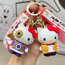 1pc Hello Kitty Keychain With Music, Cute Plush Doll Pendant, Backpack Charm, Car Key Chain Accessory, Girly Gift