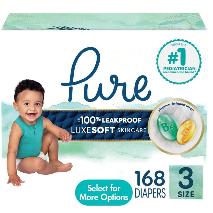 Pure Baby Diapers Size 3, 168 Count (Select For More Options) - 168 - View 1