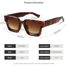 Square Men Women Fashion Thick Rectangle Glasses Shades Designer Style - A-macan tutul/Coklat gradien - View 3