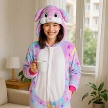 nerd hunters Pigiama kigurumi per adulti, in peluche, costume unisex di cosplay a forma di coniglio