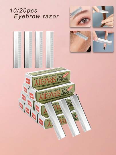 10/20/40/100 st. ögonbrynsrakblad i kolstål, enkelkantad korrugerad ögonbrynstrimmer för makeupartist, smink, billigt, rumsinredning, sminkbord, resor, sovrum, sminktillbehör, ögonbrynsrakhyvel, billigt, strumpor, smink, sminkverktyg, billiga saker, presenter, presenter till kvinnor, julklappar