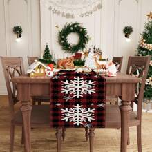 1 Stück Tischfahne mit Mustern von Weihnachtsbaum, Weihnachtsglocke und anderen Weihnachtselementen, hergestellt aus 72 Zoll gestrickter Polyesterfaser, verwendet für Tische bei Feiern, Heim- und Küchendekorationen sowie als Geschenk
