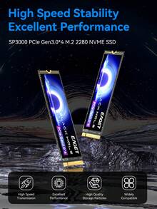 EAGET 超快 M.2 NVMe SSD 1T/512GB PCIe 3.0 X4 内置固态硬盘，读取速度 3500MB/S，2280 尺寸，适用于游戏笔记本电脑、台式机和超极本，高性能 SSD，适用于操作系统启动、4K 编辑和繁重工作负载 - 複色 - 查看 2