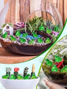 Pequeñas esculturas de resina de rana verde DH-1182, modelos de animales para jardín de hadas, paisaje de musgo, artesanías de contenedores de vidrio DIY, accesorios de decoración del hogar, decoraciones de fiesta