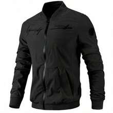 Men's Letter Embroidered Bomber Jacket,Gift For Friends,Husband,Boyfriend - Xem 4