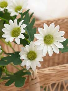 1 bouquet de fleurs de marguerites artificielles orange et blanches, multicolores, sans vase, convenant à la décoration d'intérieur, d'hôtel, de fête pour toutes les saisons, la décoration d'automne