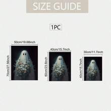 3 Carteles de lona de Halloween, retrato de fantasma retro de Halloween con flores, pintura de arte de pared para el dormitorio, sala de estar, pasillo del hogar, con opción de marco