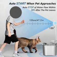 1个不锈钢自动宠物饮水器，2200毫升容量，带可视水位窗口，超静音USB充电猫咪饮水碗 - 多色 - 查看 9