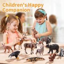 North American Forest Animal Figurines Educational Toy Cake Toppers,Realistic Jungle Animal Set, Christmas Birthday Gift For Kids Toddlers, Includes Elephant,Camel,Giraffe,Tiger Lion,Panda,Bear,Deer,Hippo,Rhino,Raccoon,Lynx,Wolf,Eagle,Beaver, Rabbit,Beaver,Bald Eagle, And More