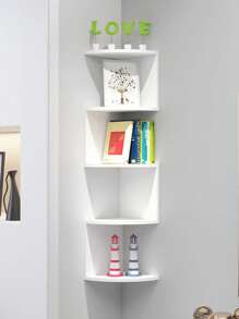 1pc Home Corner Shelf Wall-Mounted Triangle Shelf, Multifunctional Display Rack, Bookshelf, Storage Organizer For Living Room, Bedroom Without Drilling