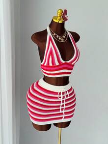 Women Sweater Co-Ords - Hot Pink - View 2