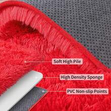 Shaggy Area Rug For Living Room, Plush Fuzzy Rug For Bedroom, Large Red Shaggy Soft Indoor Throw Carpet, Modern Home Decor Aesthetic, Non-Slip Base, Great Gift For Mother's Day, Housewarming & Easter, Dry Clean Only, With 4 Carpet Stickers - 紅色 - 查看 3