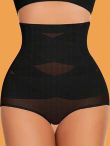 JUQDNX 1pc High Waist Shaping Panties, Tummy Control Compression Slimmer Panties To Butt Lift & Shape Buttocks, Slimming Waist Trainer Sheath Flat Belly Underwea - màu đen - Xem 1