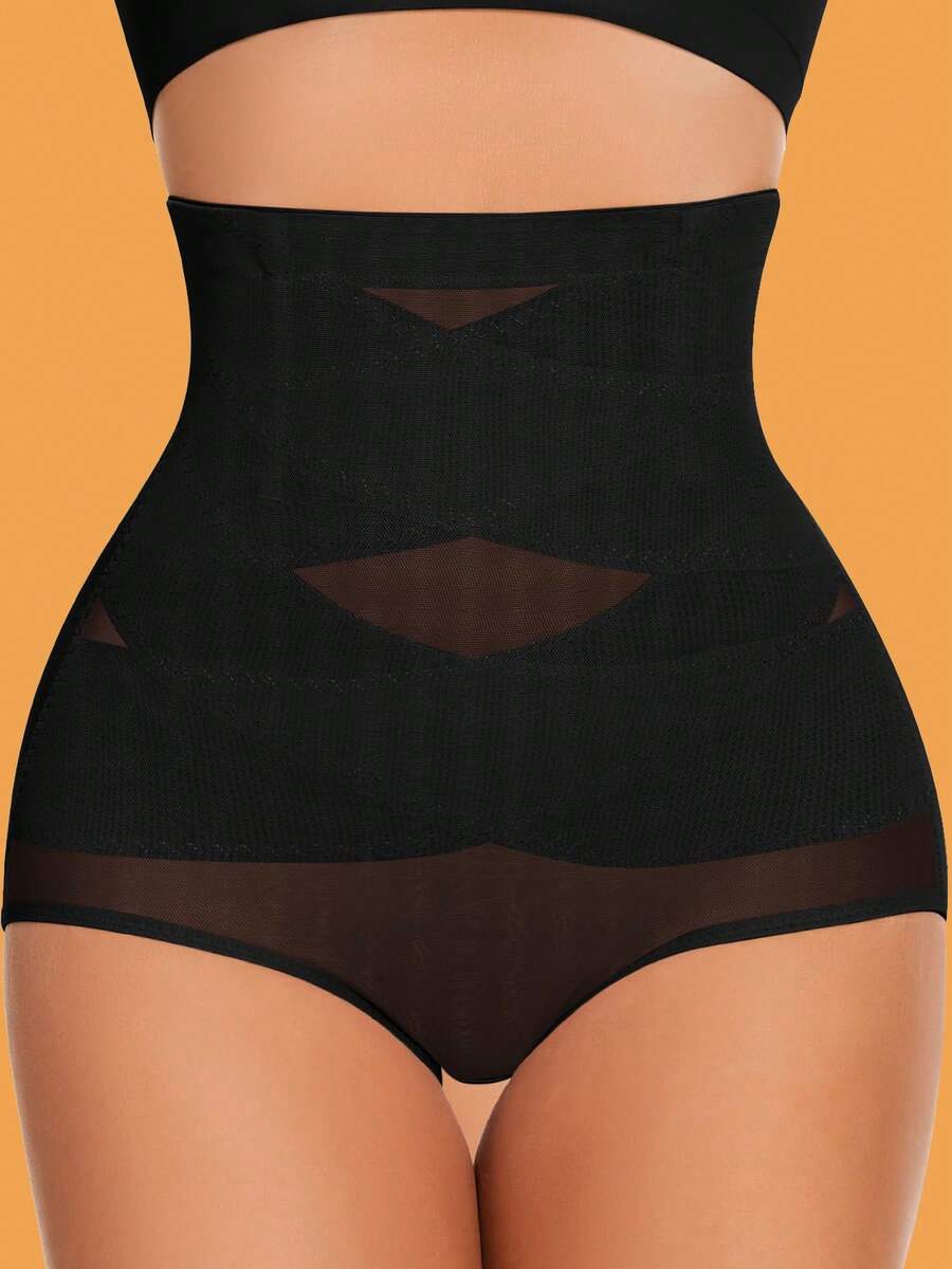 JUQDNX 1pc High Waist Shaping Panties, Tummy Control Compression Slimmer Panties To Butt Lift & Shape Buttocks, Slimming Waist Trainer Sheath Flat Belly Underwea - màu đen - Xem 1