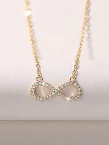 1pc Fashionable Infinity Symbol Necklace, Delicate Clavicle Chain Design For Women - Infinity Symbol - Gold - View 4