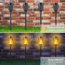 12-Pack Solar Torch Lights With Flickering Flame - 12LED Mini Fire Effect Solar-Powered Tiki Torches, Waterproof Outdoor Lighting With Auto On/Off, Perfect For Garden, Patio & Pathway Decor, Christmas Decorations, Christmas Decor - Màu Cam cháy - Xem 4