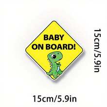 2pcs Baby In Car Stickers For Boys Paint, Removable, Non-Magnetic Baby Stickers For Cars & Windows -Baby Dinosaur