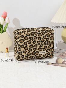 1个中号黄色豹纹化妆包，带内袋，防水，可装口红，女士化妆包，小型收纳化妆盒，旅行化妆包，笔袋，大容量化妆刷收纳袋，旅行洗漱包，化妆包