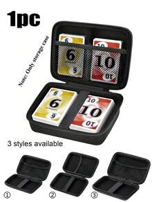 1个记忆卡游戏盒，兼容卡套，扑克卡盒，游戏卡保护盒，桌面三国扑克卡保护套，适用于Phase 10游戏卡/PM TCG卡，卡牌游戏收纳盒最多可容纳350张卡牌，3种款式，男孩生日礼物，成人派对游戏，派对礼品，男女皆宜，婚礼，单身派对，返校礼物，教师节礼物 - 黑色 - 查看 1