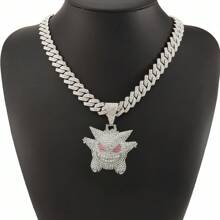 pokemon 1 pieza Collar con colgante de Squirtle de en 3D con incrustaciones de strass, de estilo hip-hop personalizado, brillante, adecuado para uso diario, fiestas y como regalo.