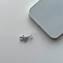 New Cute Y2K Style Metal Mini Horse Phone Dust Plug Pendant Charm, Phone Accessories Decoration Protector Compatible With IPhone, Android Type-C Charging Port - Silver - View 3