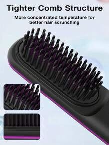 Brosse lissante sans fil, peigne chauffant portable à ions négatifs avec longue durée de vie de la batterie, rechargeable via USB, chauffe rapidement avec 3 réglages de température, anti-brûlure, arrêt automatique en 12 minutes, pour le voyage (2600 mAh)