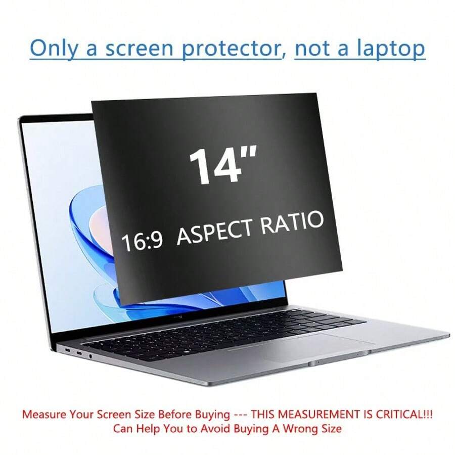 14 Inch 16:9 Laptop Privacy Screen Filter - Computer Monitor Privacy Shield And Anti-Glare Protector - Black - View 1