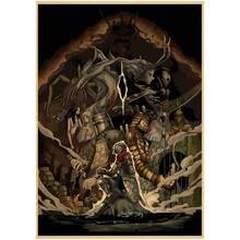 1pc/3PCS Wall Arts Posters Optional Frame /Framed Pop Classic Game Poster Dark Souls 3 Retro Art Home Decoration Poster Family Wall Children's Room Playroom HD Print Wall Sticker